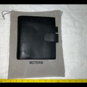 MOTERM Personal Wide Luxe Rings Planner Genuine Leather Binder Black NWOT New